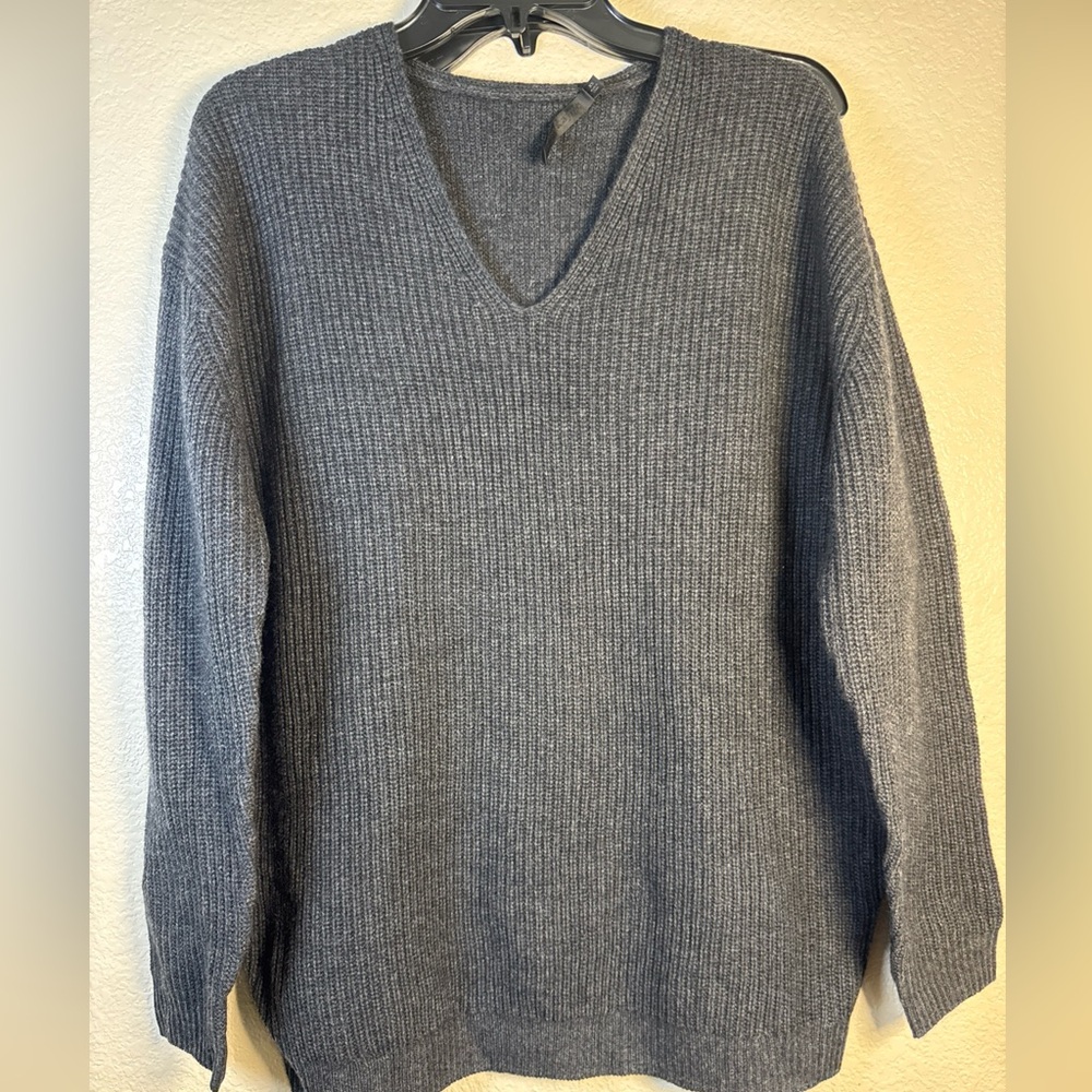 Jenni Kayne Cabin Sweater Gray V-Neck Wool Cashmere Size XS ⭐️